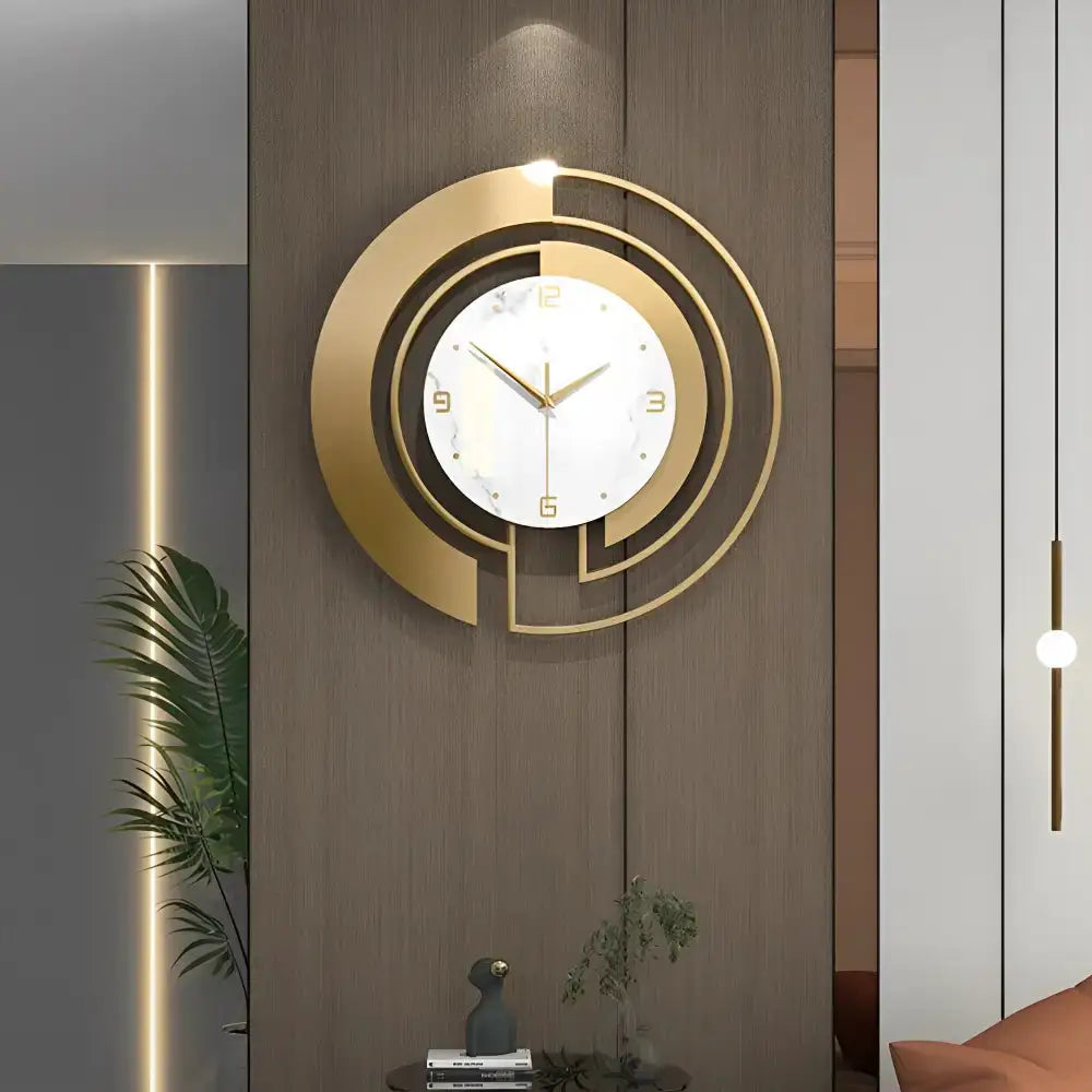 Horloge Dorée Design - Blanc