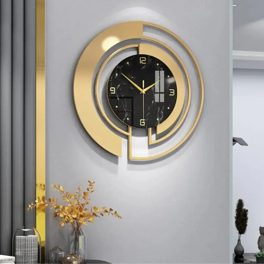 Horloge Dorée Design - Noir