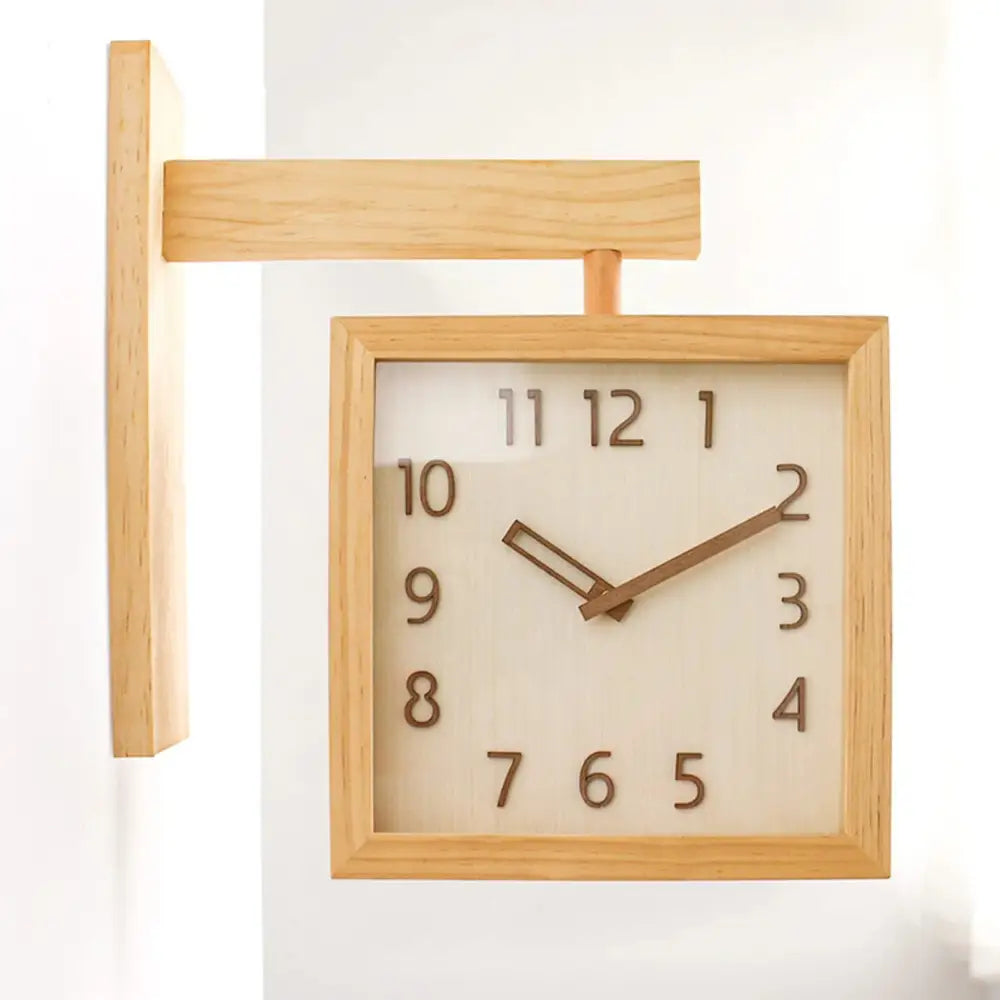 Horloge Double Face - Bois clair