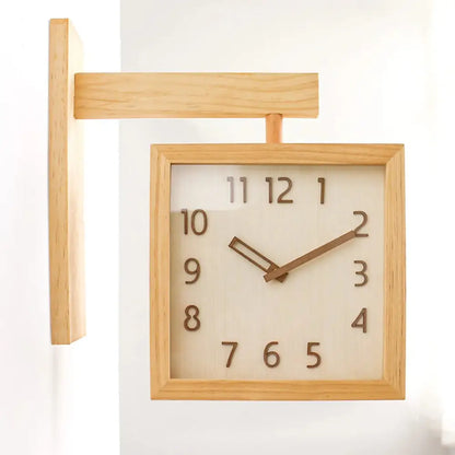 Horloge Double Face - Bois clair