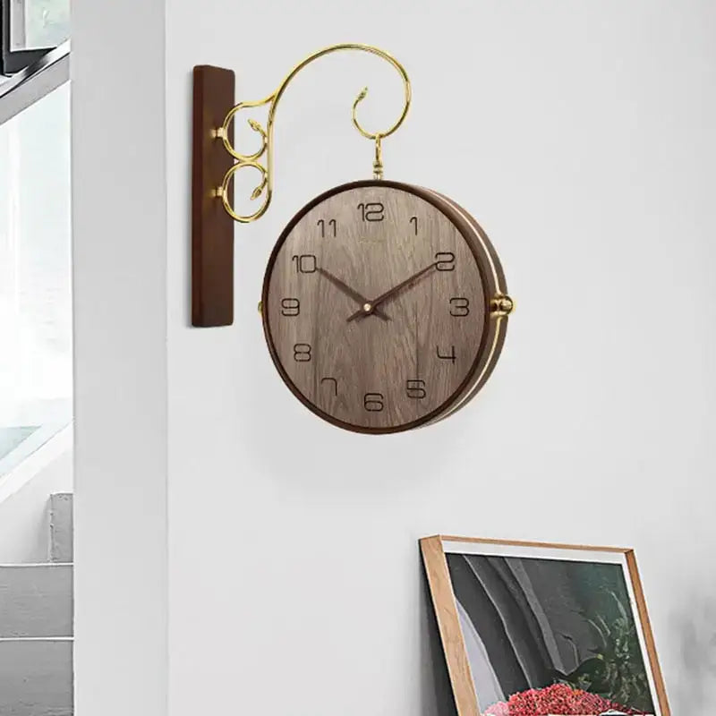 Horloge Double Face en Bois - Horloges murales