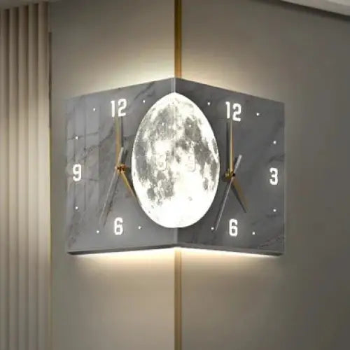 Horloge Double Face Lune - Design 1 / Avec led / 30cm