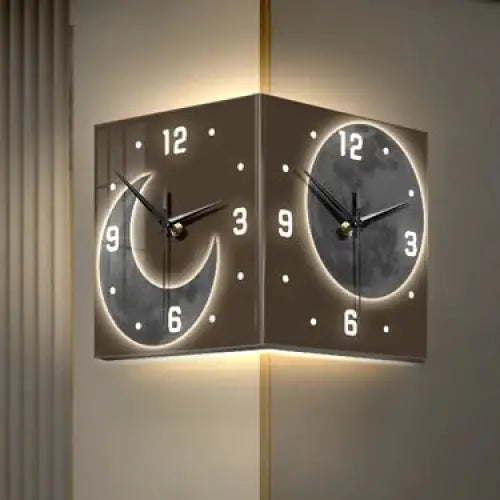 Horloge Double Face Lune - Design 4 / Avec led / 30cm