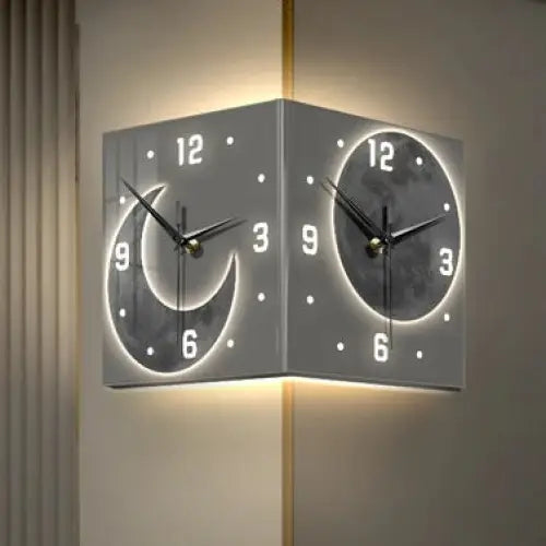 Horloge Double Face Lune - Design 5 / Avec led / 30cm