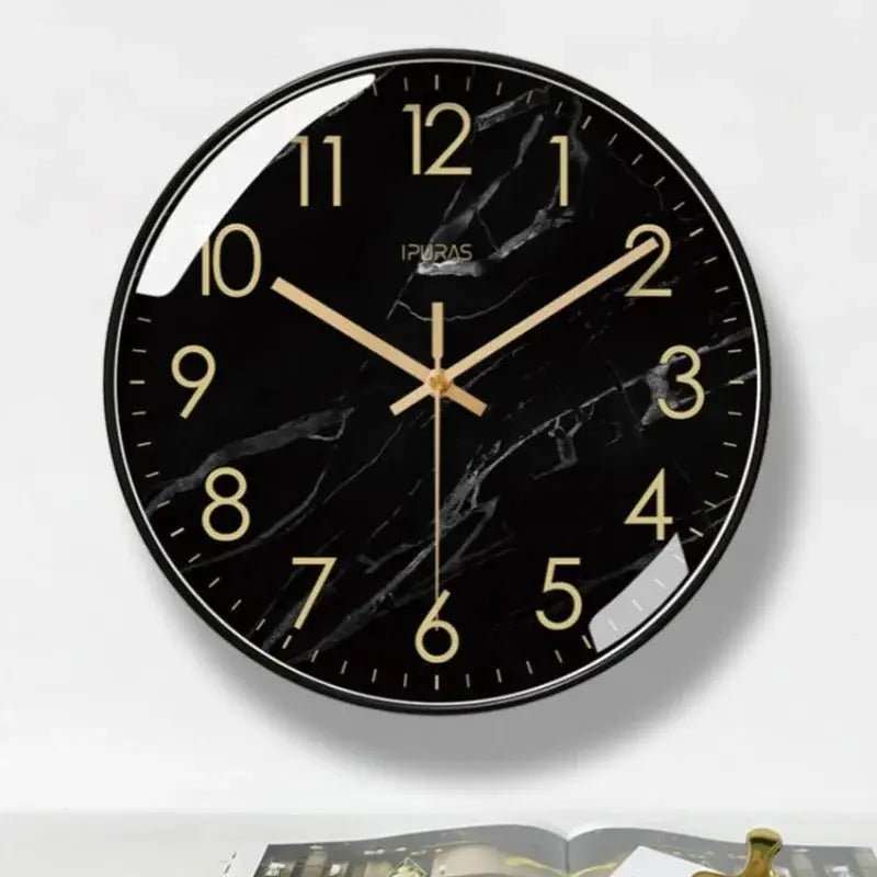 Horloge en Marbre Noir - Noir / Noir