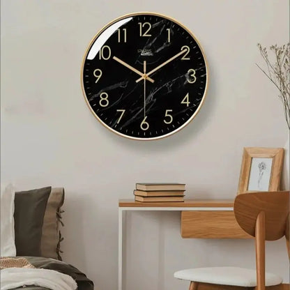 Horloge en Marbre Noir - Noir / Or