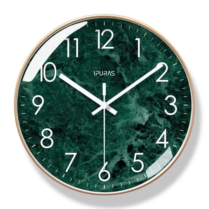 Horloge en Marbre Noir - Vert émeraude / Or