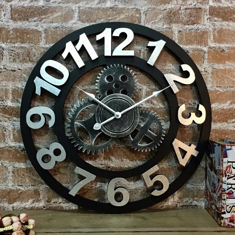 Horloge Industrielle - Argent classique / 30cm