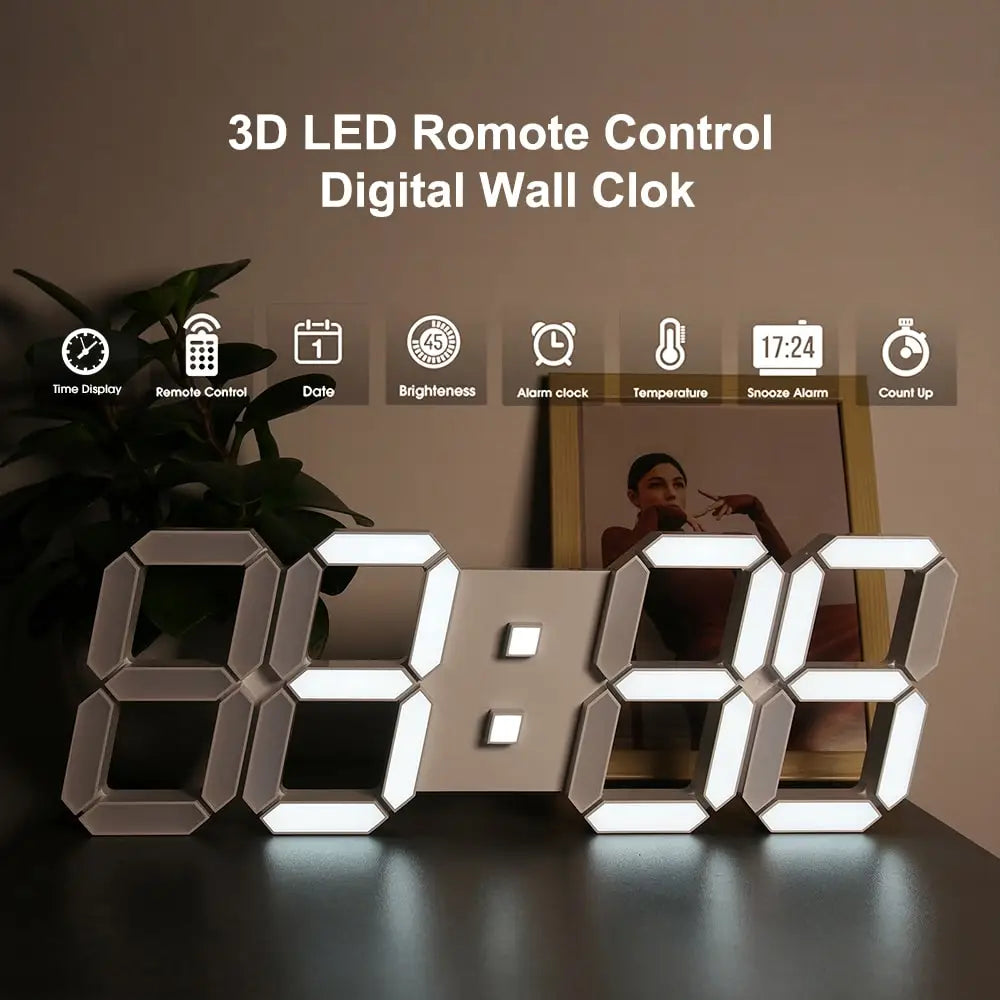 Horloge LED sans fil avec télécommande - Horloge LED