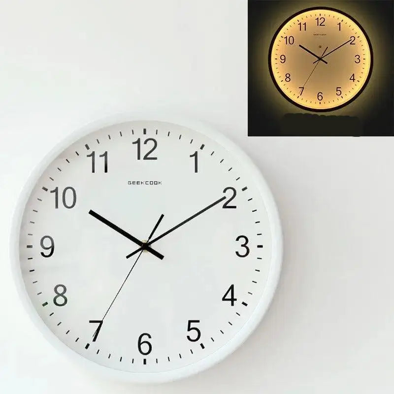 Horloge Moderne Murale - Blanc / Avec led