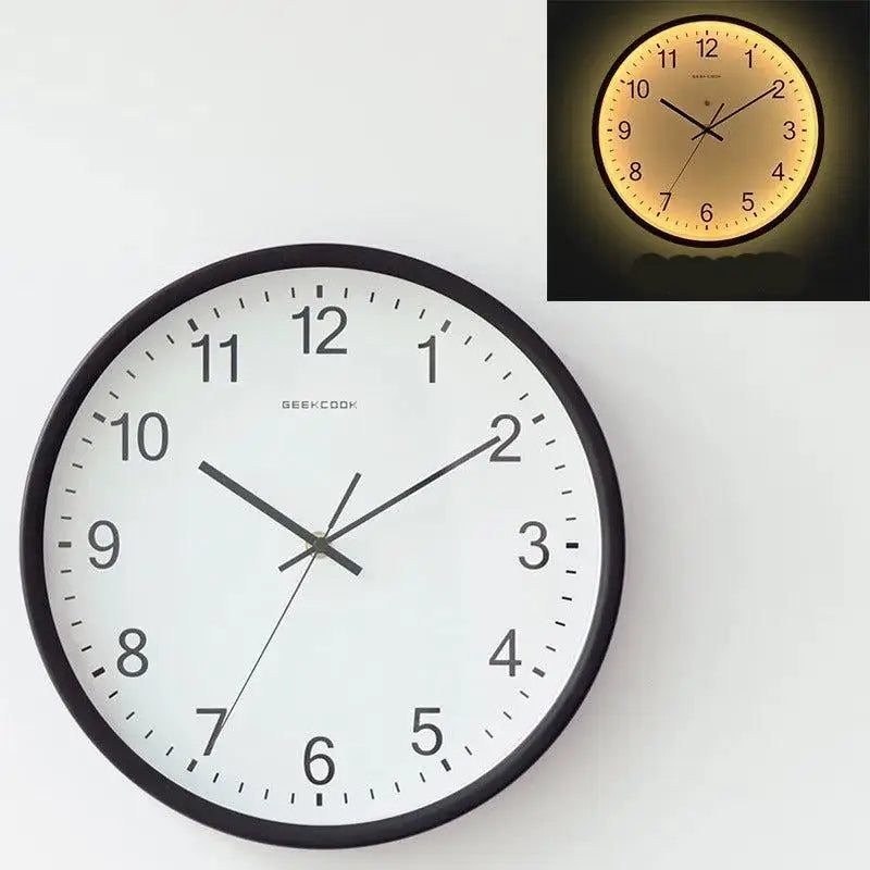 Horloge Moderne Murale - Noir / Avec led