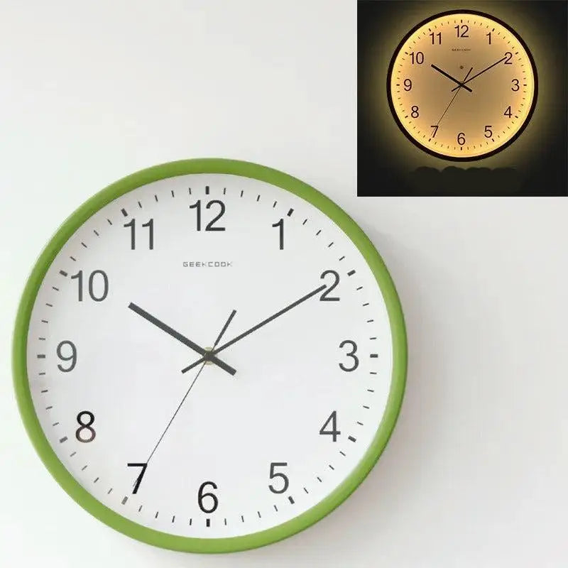 Horloge Moderne Murale - Vert / Avec led