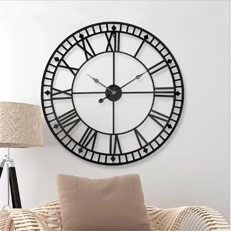 Horloge Mural Industrielle - Noir