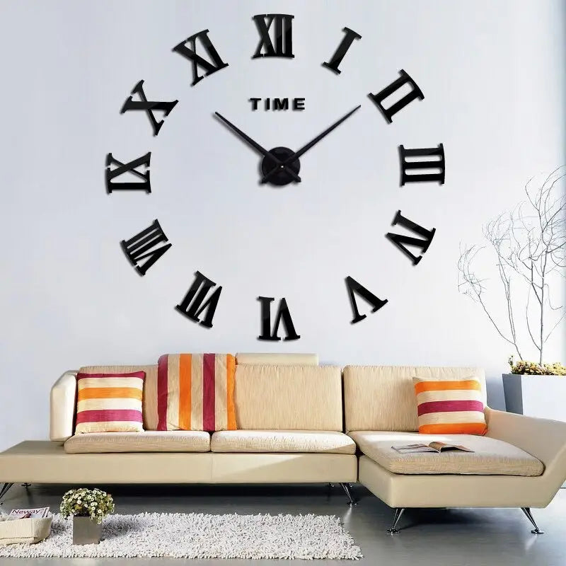 Horloge Murale 3D Chiffres Romains - 70 cm / Argent - Horloge Design