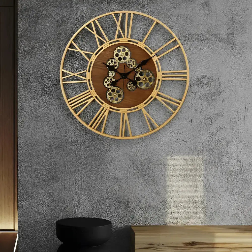 Horloge Murale Avec Engrenage Qui Tourne