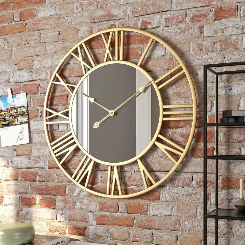 Horloge Murale avec Miroir - Doré / 40 cm - Horloge Design