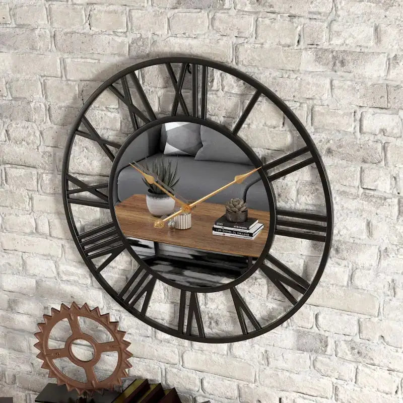 Horloge Murale avec Miroir - Doré / 50 cm - Horloge Design