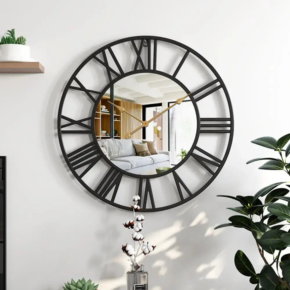 Horloge Murale avec Miroir - Noir / 40 cm - Horloge Design