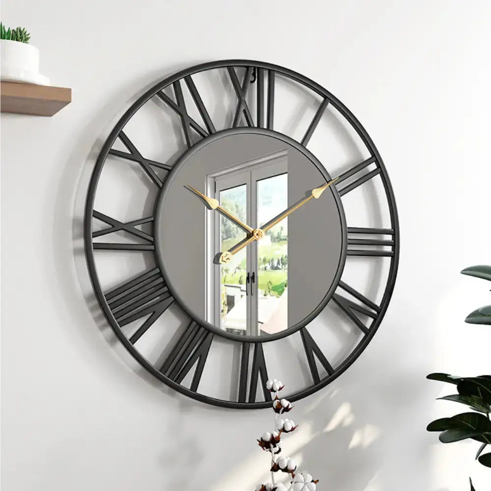 Horloge Murale avec Miroir - Noir / 50 cm - Horloge Design