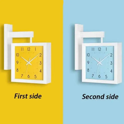 Horloge Murale Bois Design - Jaune/bleu