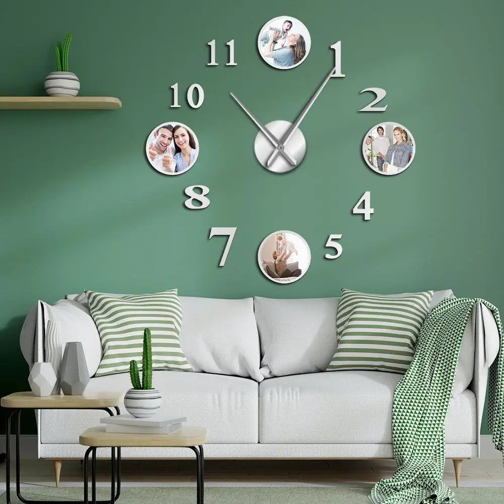 Horloge Murale Cadre Photo Effet Chromé - 120 cm - Horloge Originale