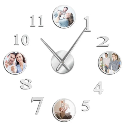 Horloge Murale Cadre Photo Effet Chromé - 95 cm - Horloge Originale