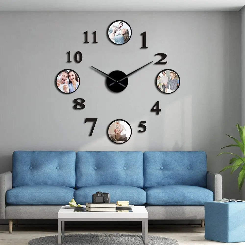 Horloge Murale Cadre Photo Noir - 120 cm - Horloge Originale