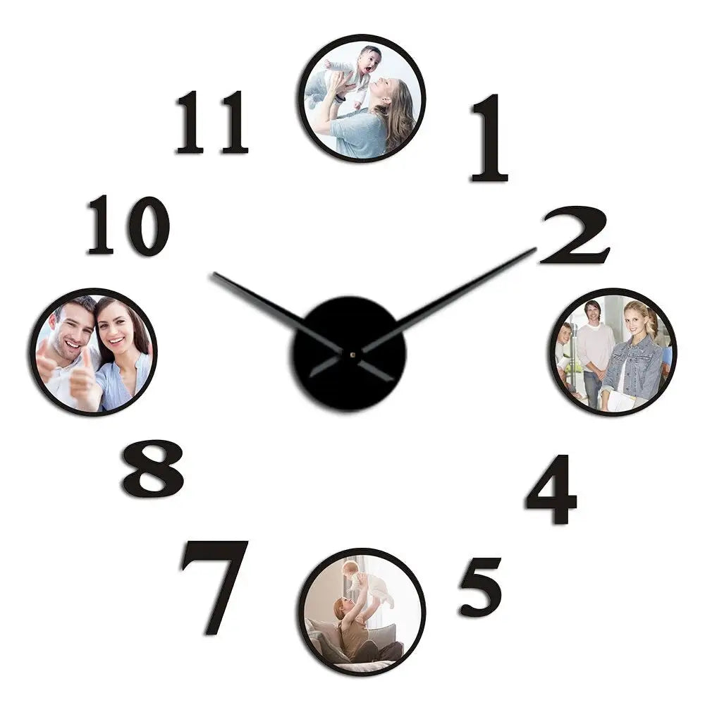 Horloge Murale Cadre Photo Noir - 95 cm - Horloge Originale