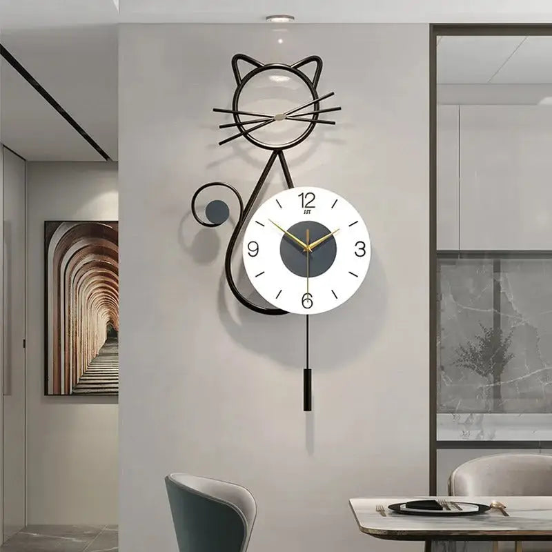 Horloge Murale Chat Design - Noir