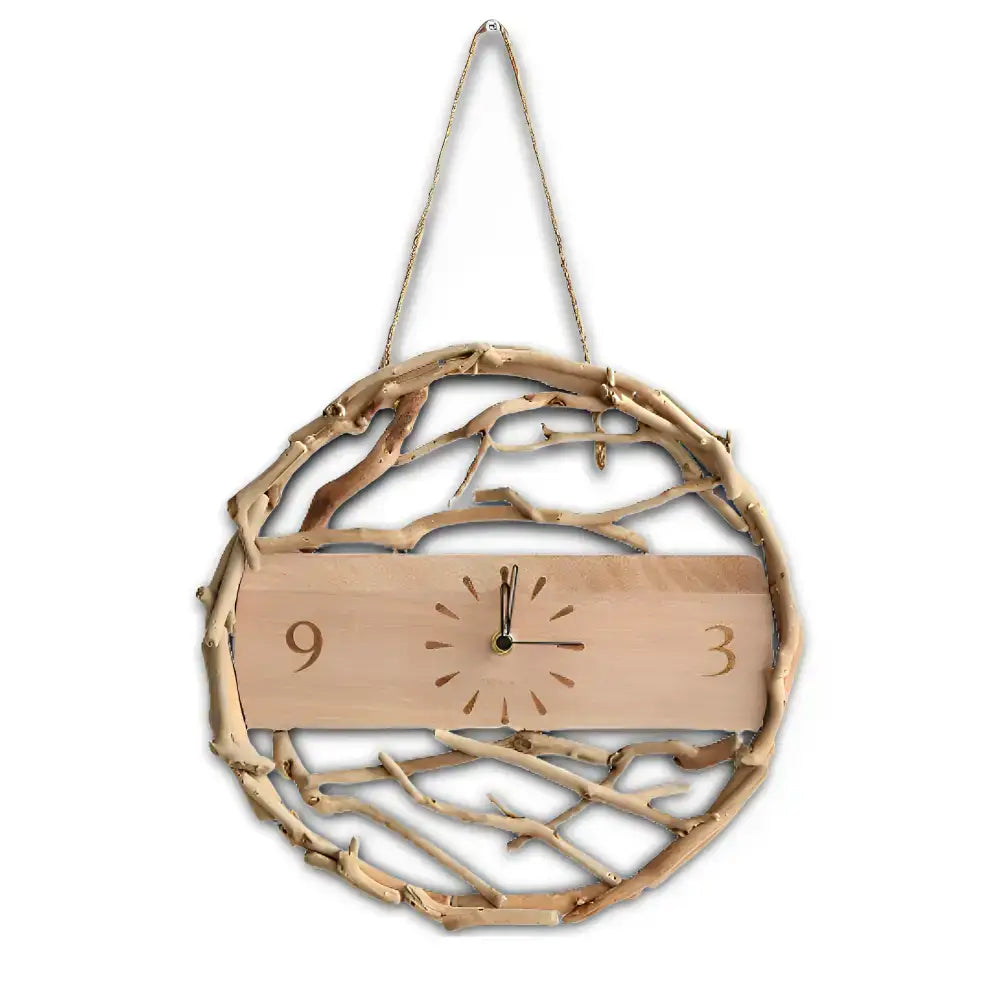 Horloge en Bois Naturel | Horloge Murale Décorative | Passeport Cases