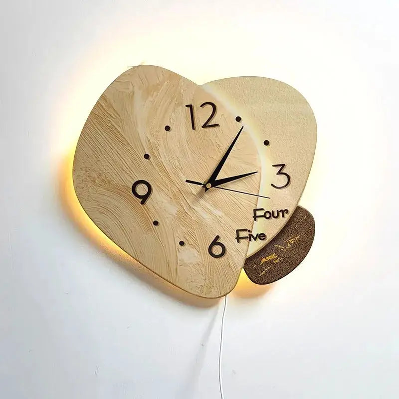 Horloge Murale Design Naturel - Style 3 / Avec led