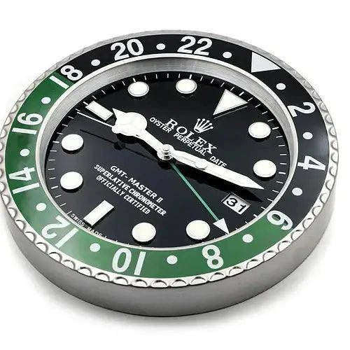 Horloge Murale Rolex GMT Master II Noir et Vert pour Votre Intérieur - Passeport Cases