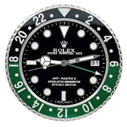 Horloge Murale Rolex GMT Master II Noir et Vert pour Votre Intérieur - Passeport Cases