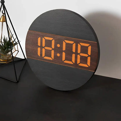 Horloge Murale LED en Bois - Horloge LED