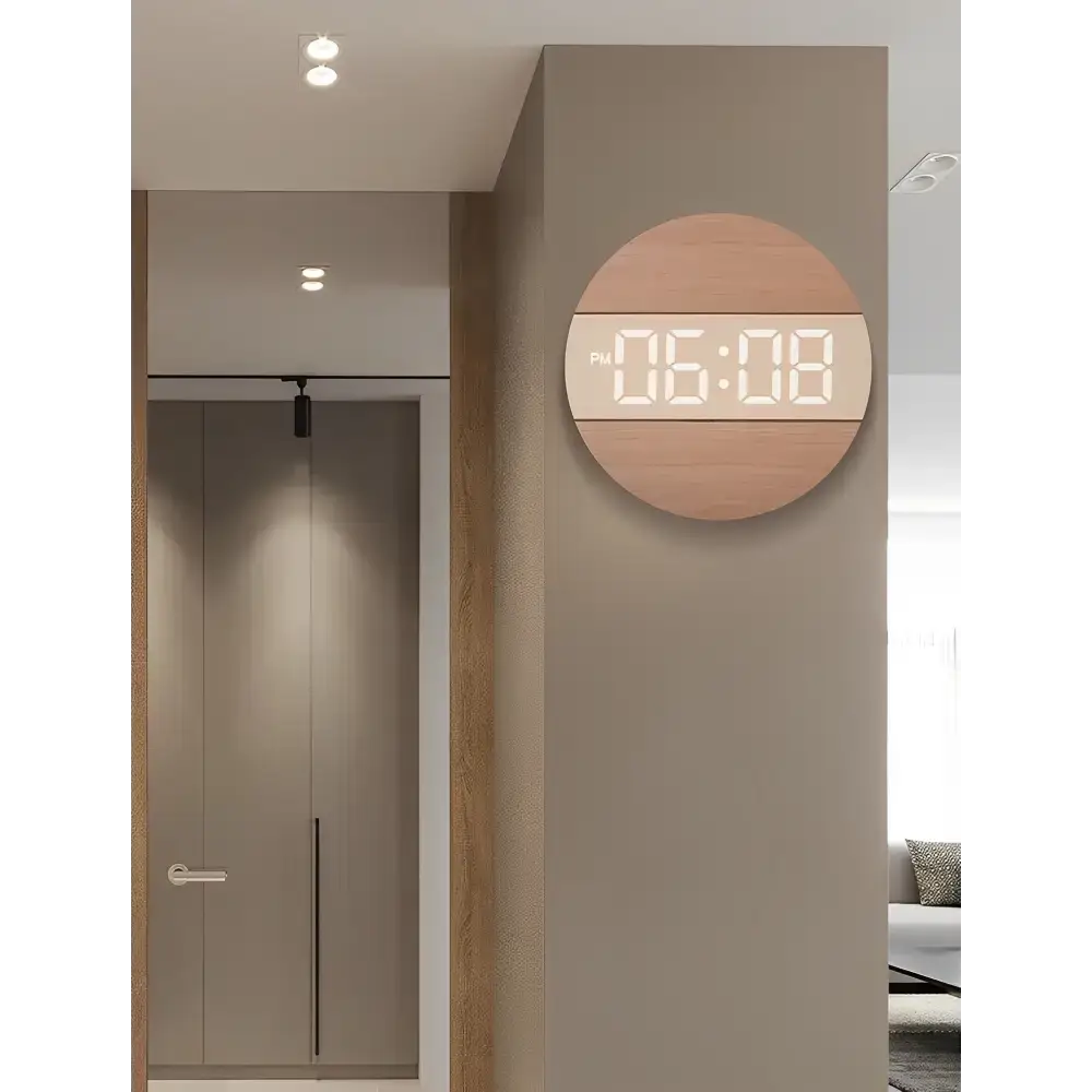 Horloge Murale LED en Bois - Horloge LED