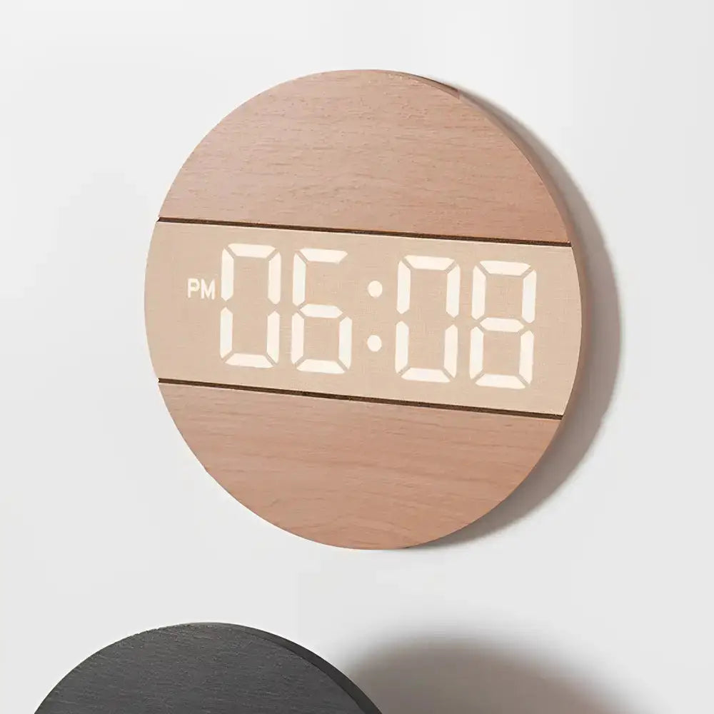 Horloge Murale LED en Bois - Horloge LED