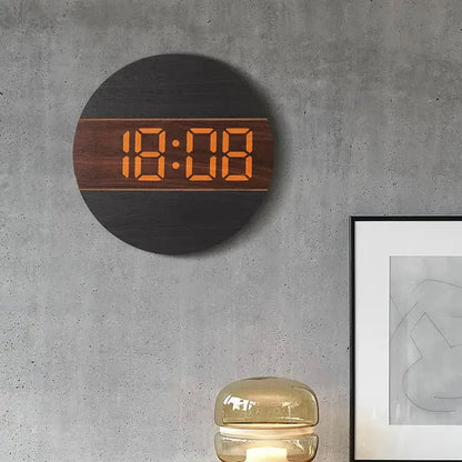 Horloge Murale LED en Bois - Noir - Horloge LED