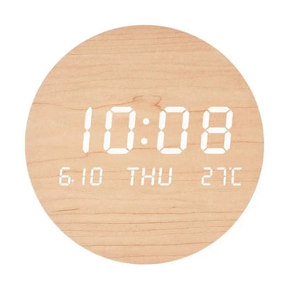 Horloge Murale Numérique Scandinave Bois - Beige - Horloge Design