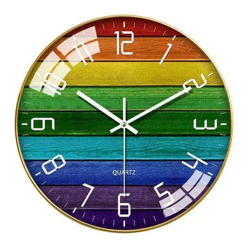 Horloge Murale Scandinave Arc-en-ciel en bois et verre - 30 cm - Horloge Scandinave