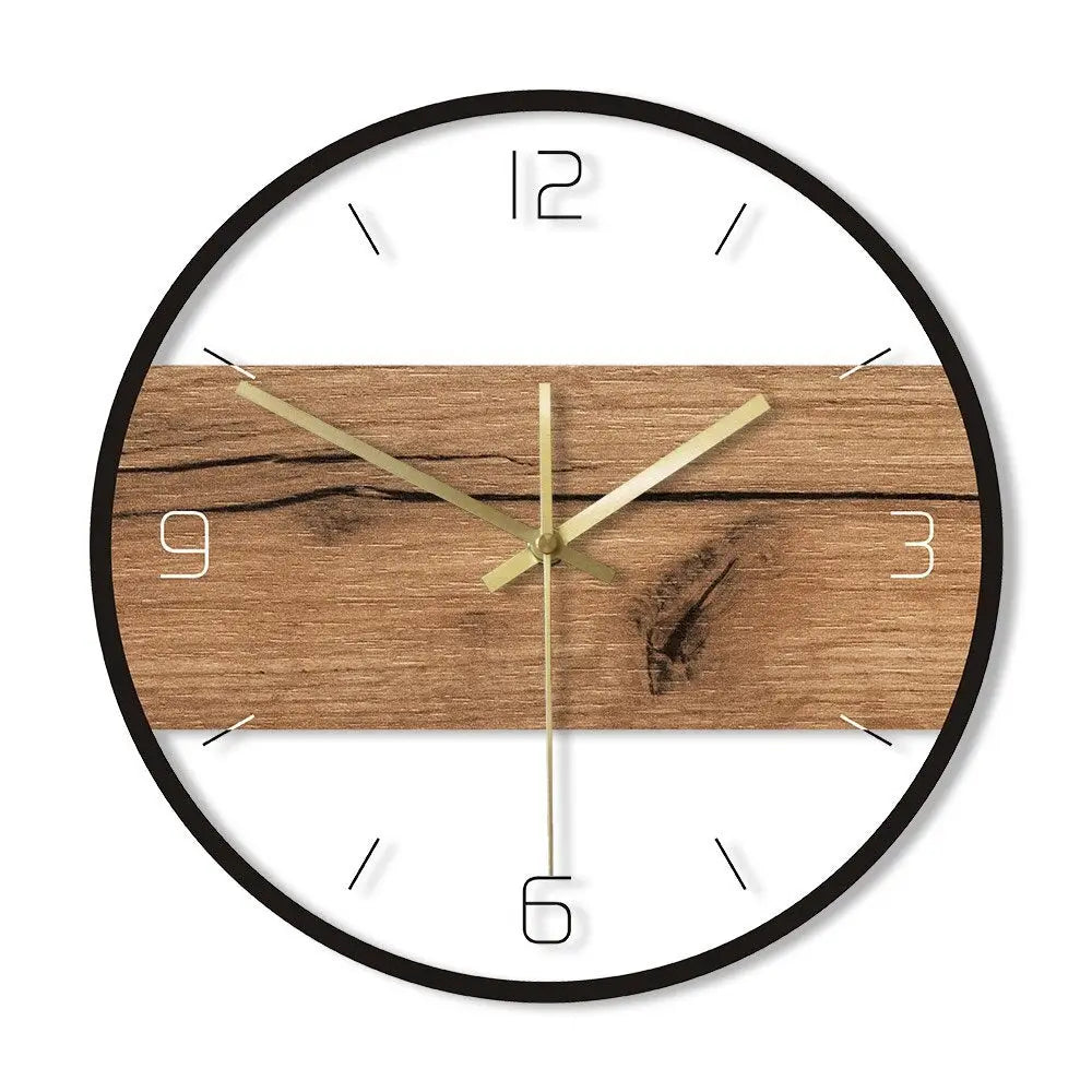 Horloge Murale Scandinave Effet Bois et Blanc - Horloge Design