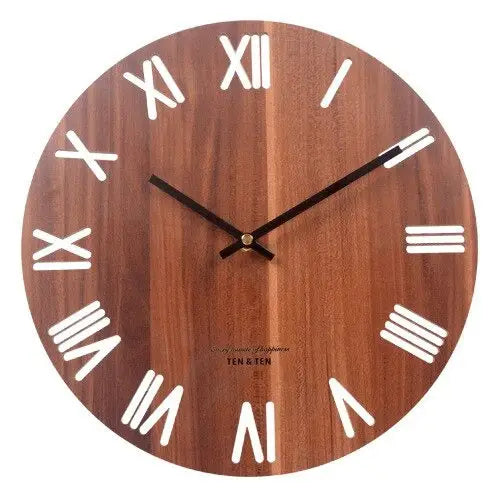 Horloge Murale Scandinave Marron Chiffres Romains - Horloge Scandinave