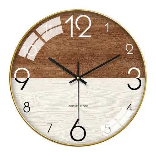 Horloge Murale Scandinave Marron et Blanche - 30 cm - Horloge Scandinave