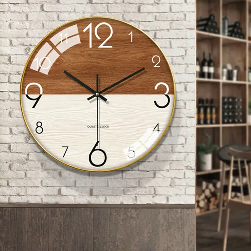 Horloge Murale Scandinave Marron et Blanche - 35 cm - Horloge Scandinave