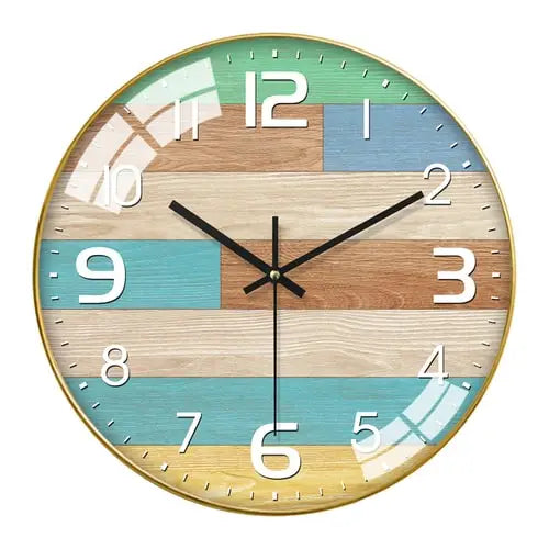 Horloge Murale Scandinave Muticolore en bois et verre - 30 cm - Horloge Scandinave