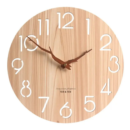 Horloge Murale Scandinave Ronde Beige en Bois - Horloge Scandinave