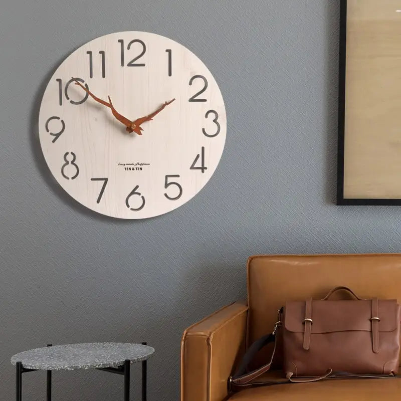 Horloge Murale Scandinave Ronde Blanche en Bois - Horloge Scandinave