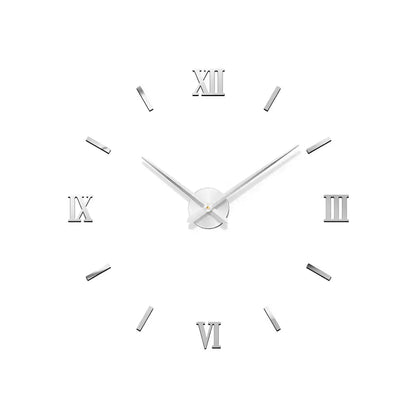 Horloge Murale Stickers 3D - Horloges murales - argent 70 cm