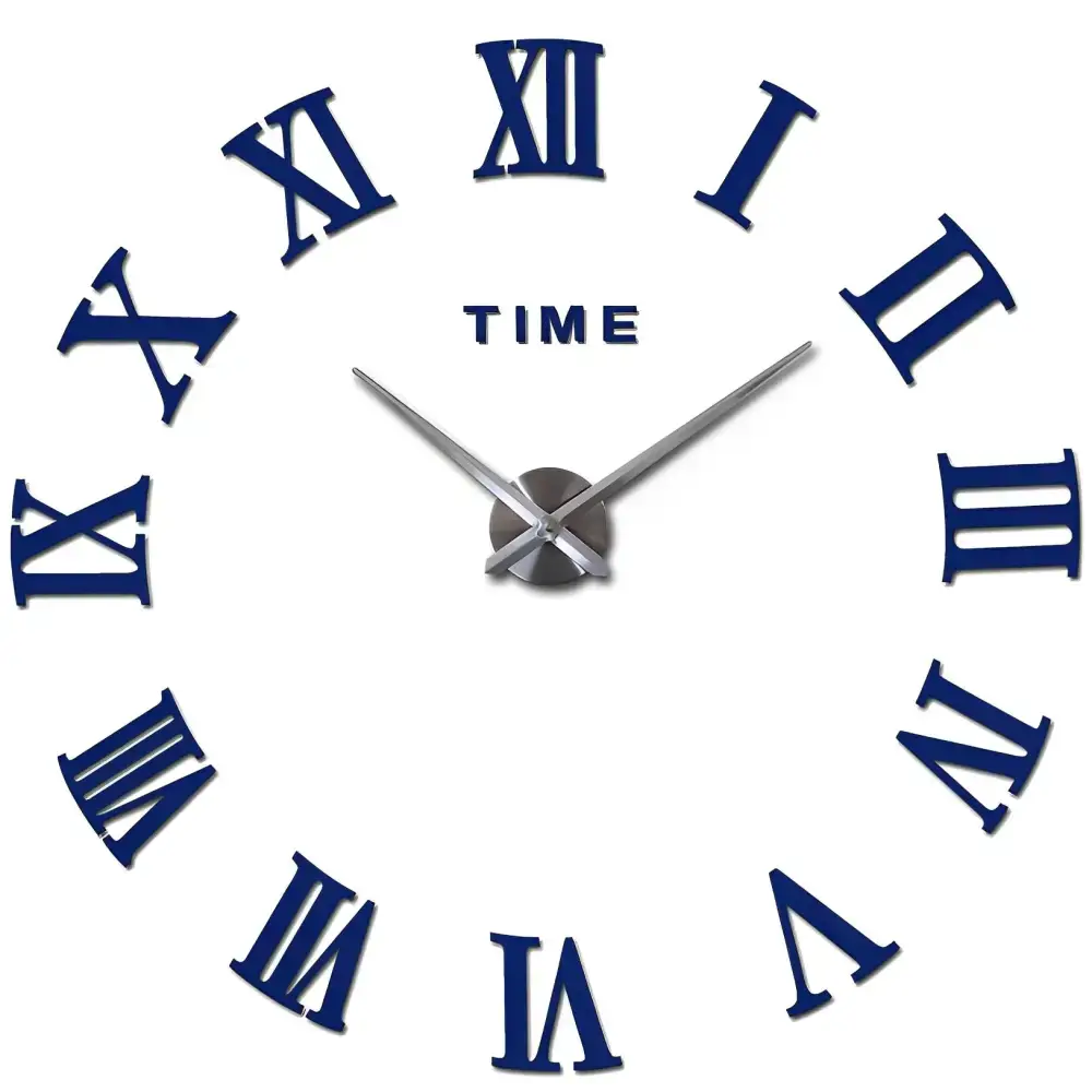 Horloge Murale Stickers Chiffre Romain - Horloges murales - Bleu profond / 40 cm