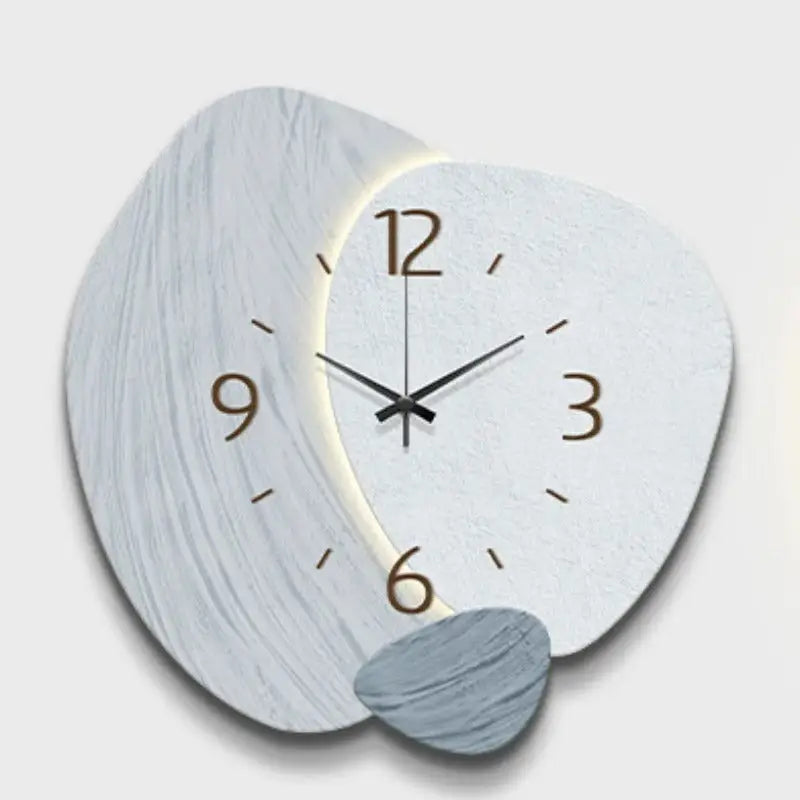 Horloge Murale Style Naturel - Bleu pastel / Sans led