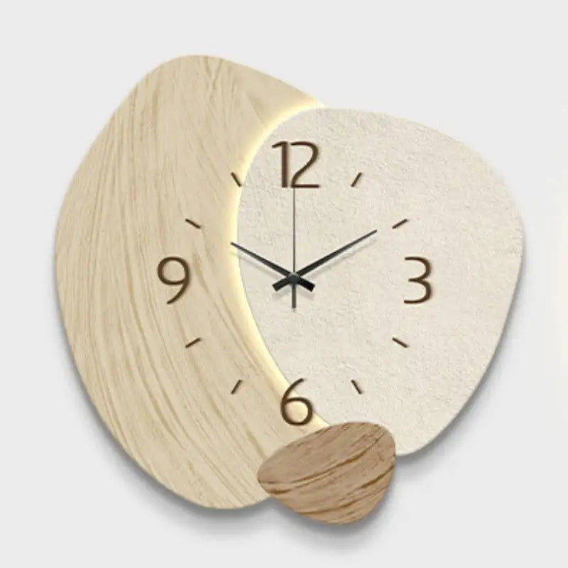 Horloge Murale Style Naturel - Crème / Sans led